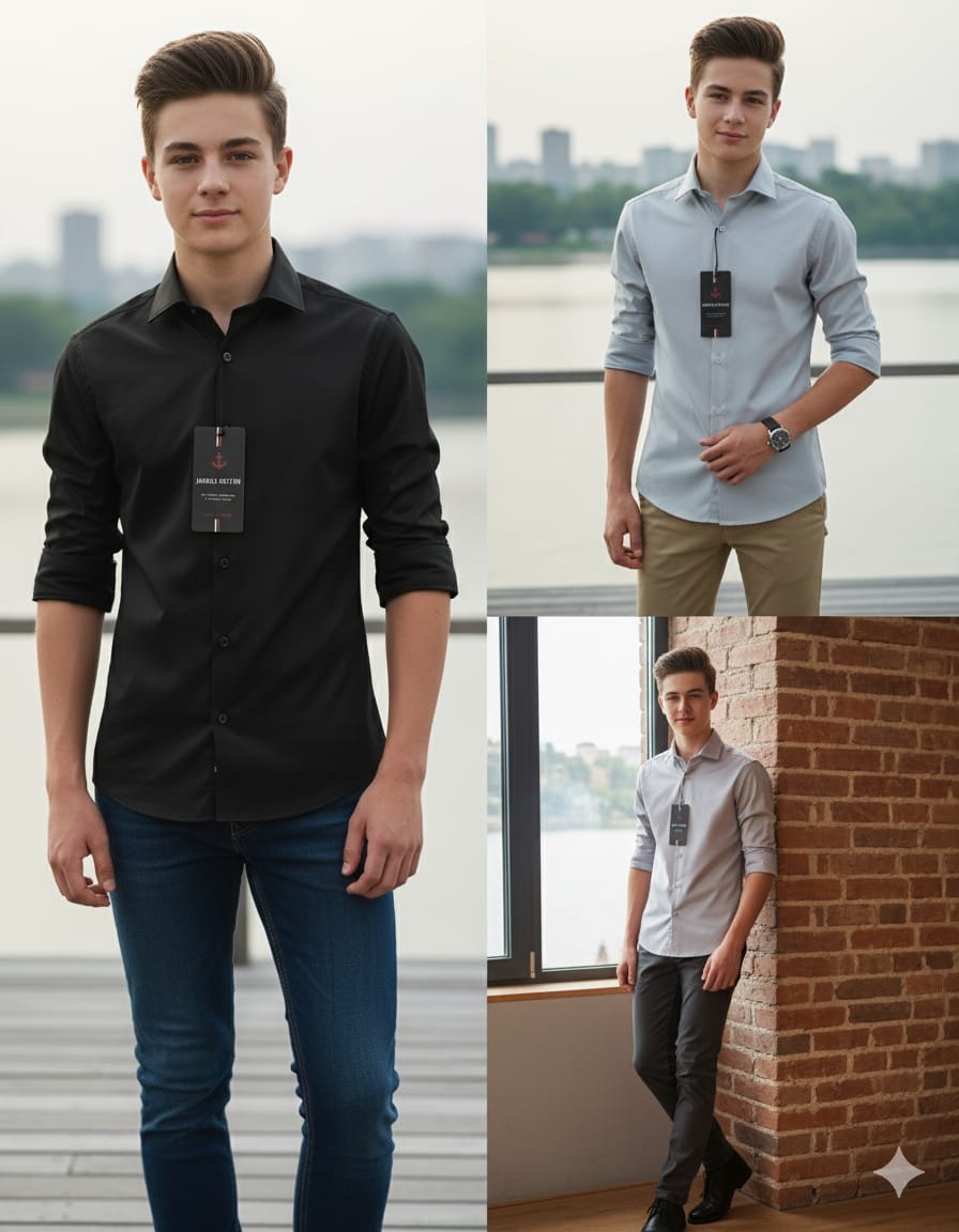 Jungle Cotton Classic Trio – 3 Elegant Solid Shirts