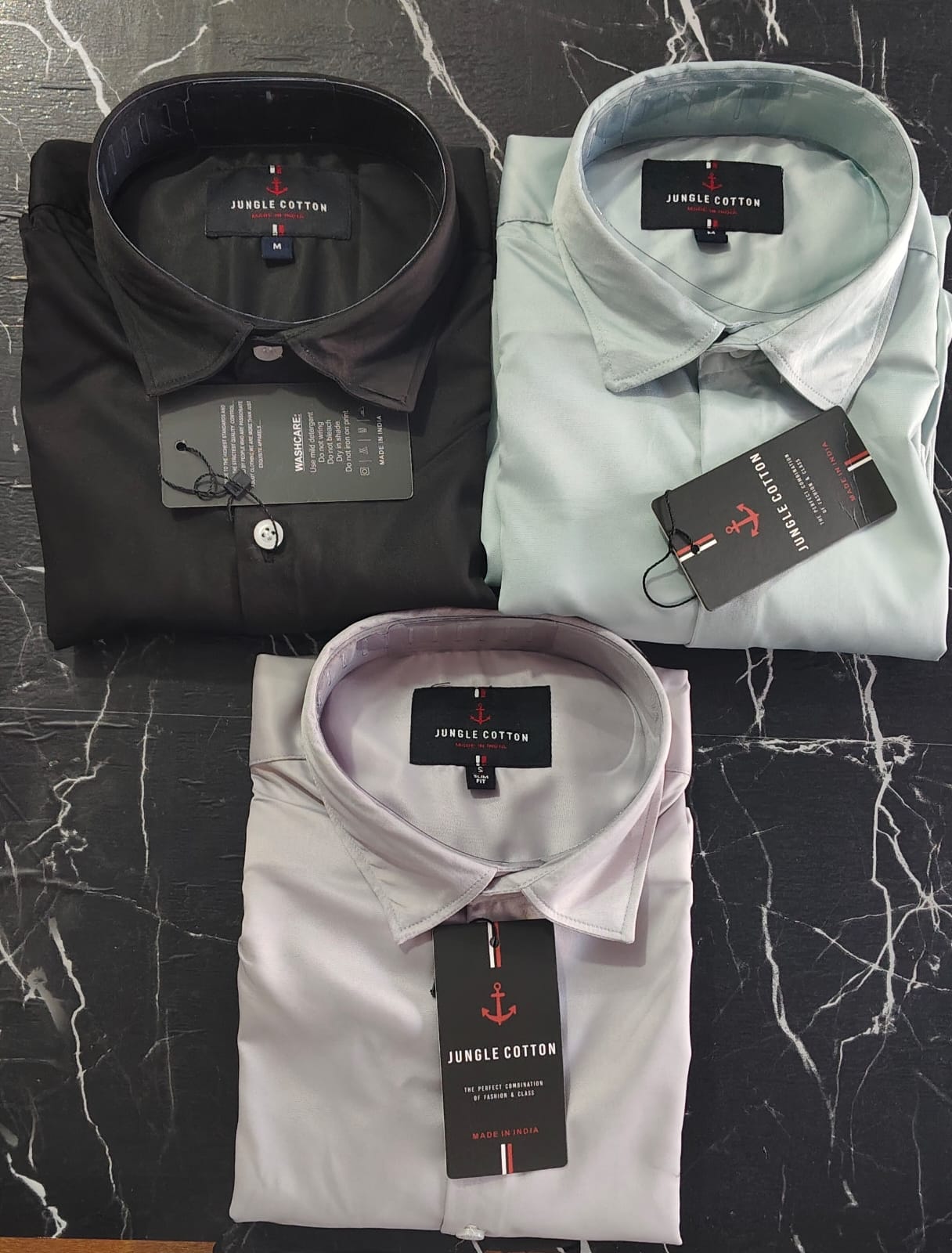 Jungle Cotton Classic Trio – 3 Elegant Solid Shirts