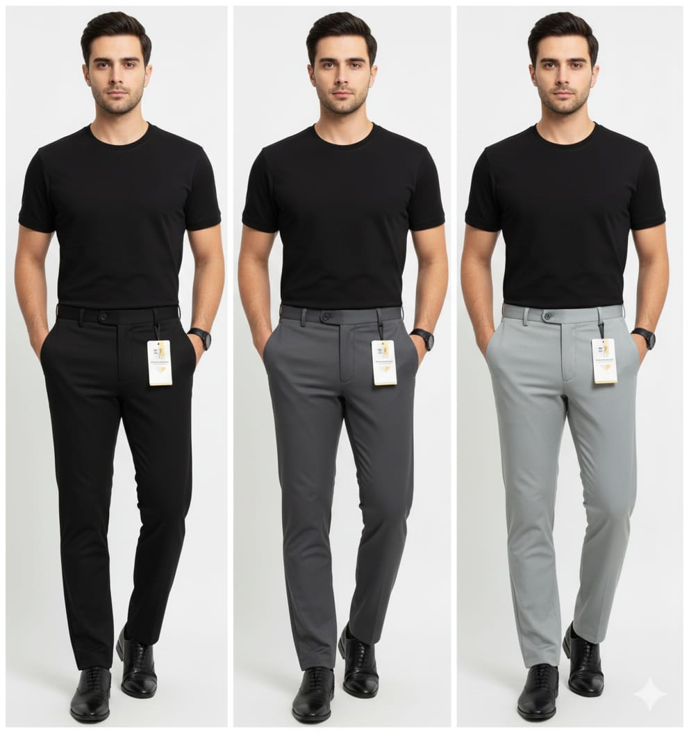 3 Combo Classic Formal Pants for Men – Elegant Colors